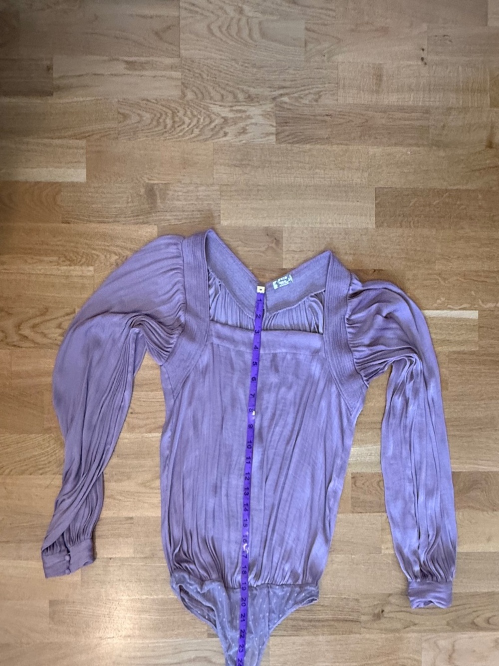 Intimately Free People Off-Shoulder Blouson Bodysuit Mauve Long Sleeve Smocked M - Picture 7 of 9